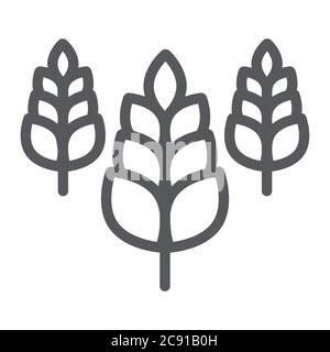 Spikelet line icon, farm and agriculture, wheat sign, vector graphics, a linear pattern on a white background. Stock Vector