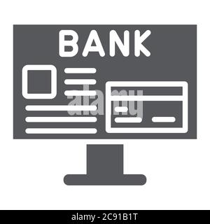 Internet banking glyph icon, finance and payment, online finance sign, vector graphics, a solid pattern on a white background. Stock Vector