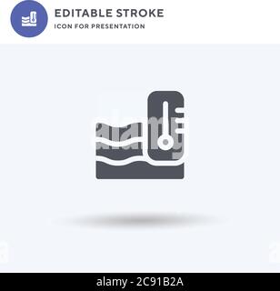 Temperature icon vector, filled flat sign, solid pictogram isolated on white, logo illustration. Temperature icon for presentation. Stock Vector