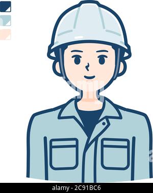 A Man wearing workwear with upper body image. It's vector art so it's easy to edit. Stock Vector