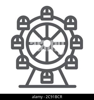 Ferris wheel line icon, funfair and entertainment, carousel sign, vector graphics, a linear pattern on a white background. Stock Vector