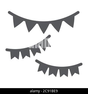 Garlands glyph icon, festive and decor, party garland sign, vector graphics, a solid pattern on a white background. Stock Vector