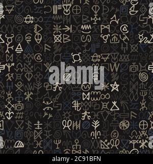 Tribal pattern with symbols ancient style vintage illustration background Stock Vector