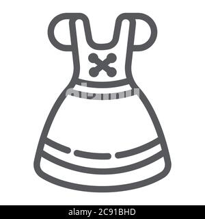 Dirndl line icon, clothes and austria, oktoberfest dress sign, vector graphics, a linear pattern on a white background. Stock Vector