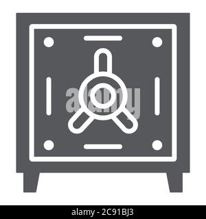 Safe deposit glyph icon, finance and currency, bank safe sign, vector graphics, a solid pattern on a white background. Stock Vector