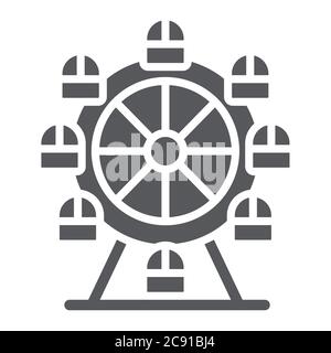 Ferris wheel glyph icon, funfair and entertainment, carousel sign, vector graphics, a solid pattern on a white background. Stock Vector