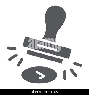 Approval stamp glyph icon, allow and stamper, rubber stamp sign, vector graphics, a solid pattern on a white background. Stock Vector