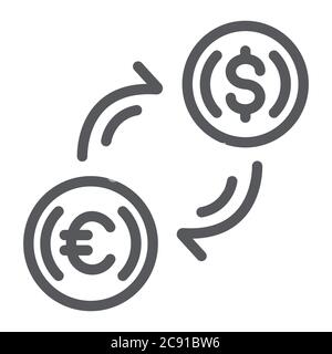 Money exchange line icon, finance and banking, currency transfer sign, vector graphics, a linear pattern on a white background. Stock Vector