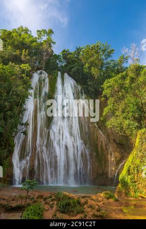 Salto de Limon waterfall located in the centre of the tropical forest, Samana, Dominikana Republic. Stock Photo