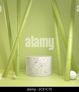 Bamboo Tree Concept With Minimal Modern Podium 3d Render Stock Photo