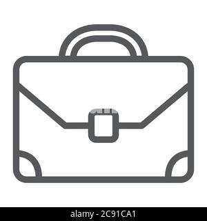 Briefcase line icon, baggage and bag, portfolio sign, vector graphics, a linear pattern on a white background. Stock Vector