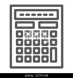 Calculator line icon, mathematics and accounting, calculate sign, vector graphics, a linear pattern on a white background. Stock Vector