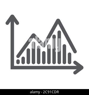 Stock chart glyph icon, graph and finance, statistic diagram sign, vector graphics, a solid pattern on a white background. Stock Vector
