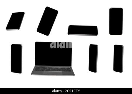 Set of technological gadgets isolated over white background Stock Photo