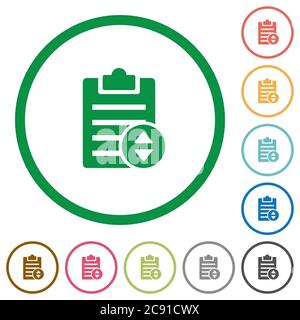 Adjust note priority flat color icons in round outlines on white background Stock Vector