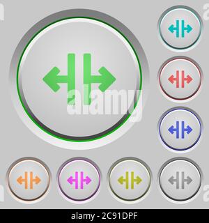 Vertical split color icons on sunk push buttons Stock Vector