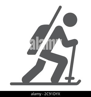 Biathlon glyph icon, sport and winter, skier sign, vector graphics, a solid pattern on a white background. Stock Vector