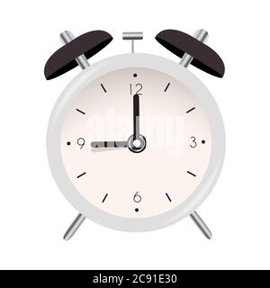 White Alarm Clock Icon on white background. Vector Illustration Stock Vector