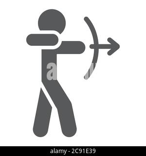 Archery sport glyph icon, sport and bow, archer sign, vector graphics, a solid pattern on a white background. Stock Vector