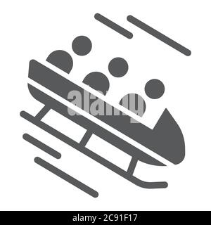 Bobsleigh glyph icon, sport and winter, bobsled sign, vector graphics, a solid pattern on a white background. Stock Vector