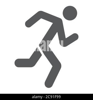 Running man glyph icon. Runner, sprinter. Escape. Jogging. Motion ...