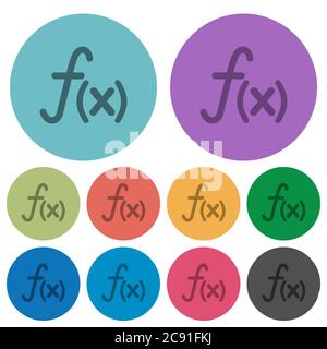 Function darker flat icons on color round background Stock Vector