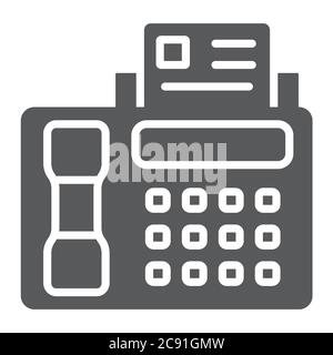 Fax glyph icon, print and device, printer sign, vector graphics, a solid pattern on a white background. Stock Vector