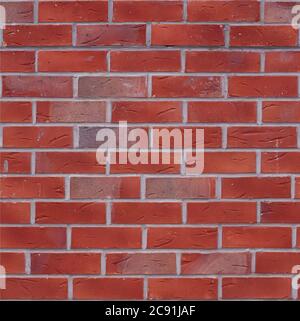 Red burned brick wall seamless background Stock Photo