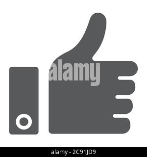 Like button glyph icon, approve and ok, thumb up sign, vector graphics, a solid pattern on a white background. Stock Vector