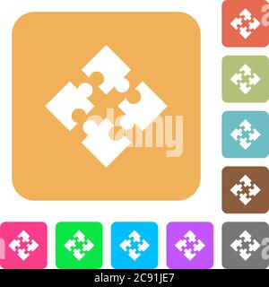 Modules icons on rounded square vivid color backgrounds. Stock Vector