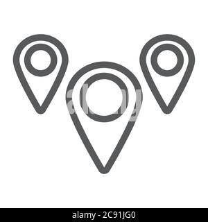 Geotag pin line icon, navigation and location, geolocation sign, vector graphics, a linear pattern on a white background. Stock Vector