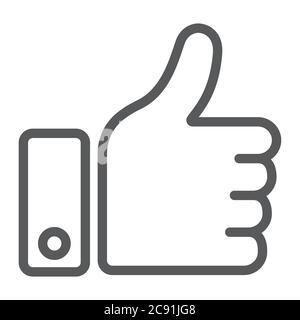 Like button line icon, approve and ok, thumb up sign, vector graphics, a linear pattern on a white background. Stock Vector