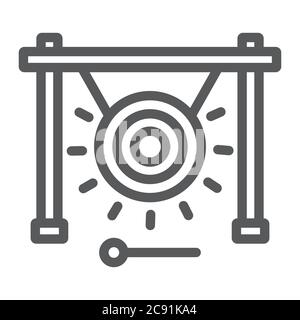 Gong line icon, music and sound, chinese instrument sign, vector graphics, a linear pattern on a white background. Stock Vector