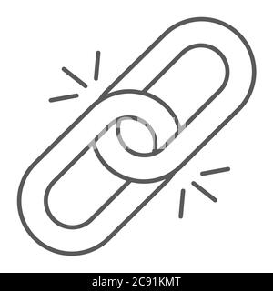 Link thin line icon, hyperlink and attach, chain sign, vector graphics, a linear pattern on a white background. Stock Vector