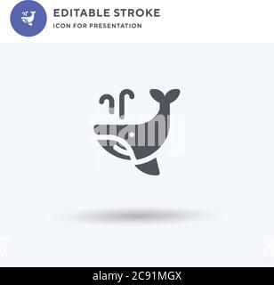 Whale icon vector, filled flat sign, solid pictogram isolated on white, logo illustration. Whale icon for presentation. Stock Vector