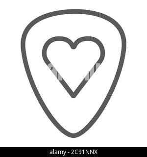 Guitar mediator line icon, music and equipment, guitar pick sign, vector graphics, a linear pattern on a white background. Stock Vector