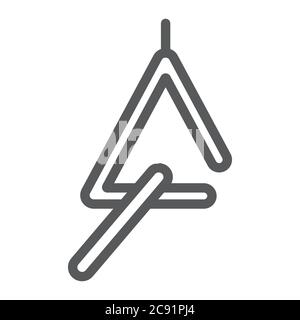 Triangle instrument line icon, music and sound, musical triangle sign, vector graphics, a linear pattern on a white background. Stock Vector