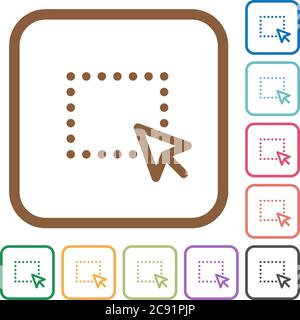Drag and drop operation simple icons in color rounded square frames on white background Stock Vector