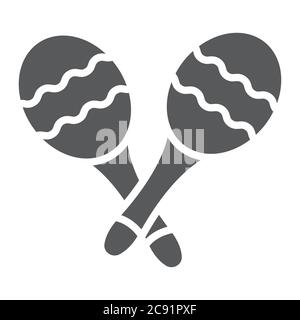 Maracas glyph icon, music and percussion, mexican musical instrument sign, vector graphics, a solid pattern on a white background. Stock Vector