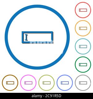 Editbox with editing cursor flat color vector icons with shadows in round outlines on white background Stock Vector