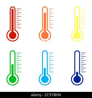 Thermometer symbol icons in different colors Stock Vector