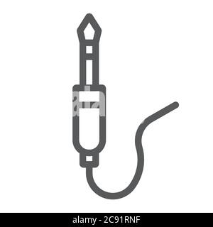 Audio jack line icon, wire and equipment, jack cable sign, vector graphics, a linear pattern on a white background. Stock Vector