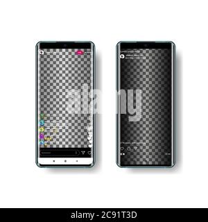 Social network. Live stream with comments and likes on the smartphone screen in real time and recording. Blogging and communicating with the audience. Stock Vector