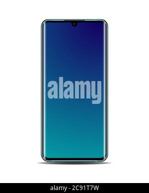 Realistic smartphone vector isolated on white background. Smartphone template for your layout. Screen with gradient Wallpaper.Mockup. Stock Vector