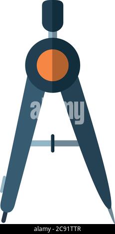 school education geometry compass flat icon with shadow vector illustration Stock Vector
