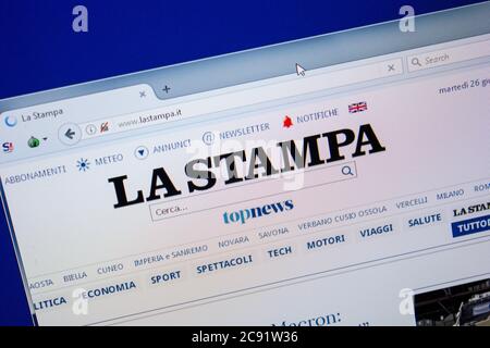 Ryazan, Russia - June 26, 2018: Homepage of LaStampa website on the display of PC. URL - LaStampa.it Stock Photo