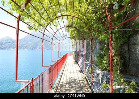 The scenic path Walk of Lovers in Varenna, Lake Como, Italy Stock Photo