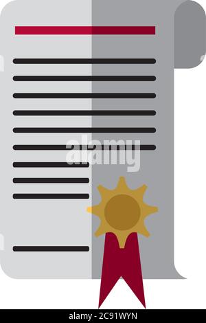school education certificate medal flat icon with shadow vector illustration Stock Vector