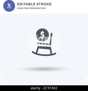 Pension icon vector, filled flat sign, solid pictogram isolated on white, logo illustration. Pension icon for presentation. Stock Vector