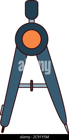school education geometry compass line and fill style icon vector illustration Stock Vector